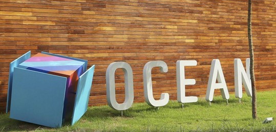 Cubo azul do logotipo da ocean