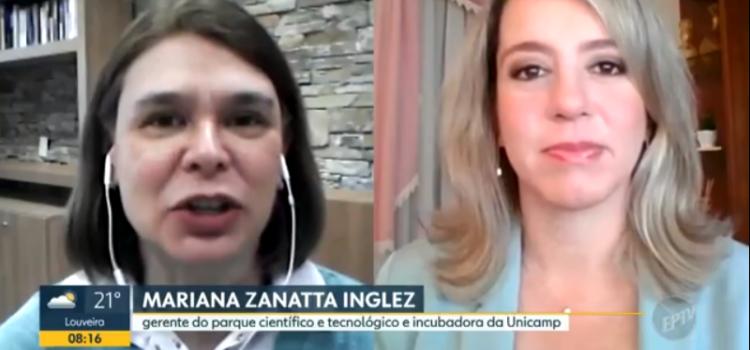 mariana zanatta inglez sendo entrevistada na EPTV sobre startups